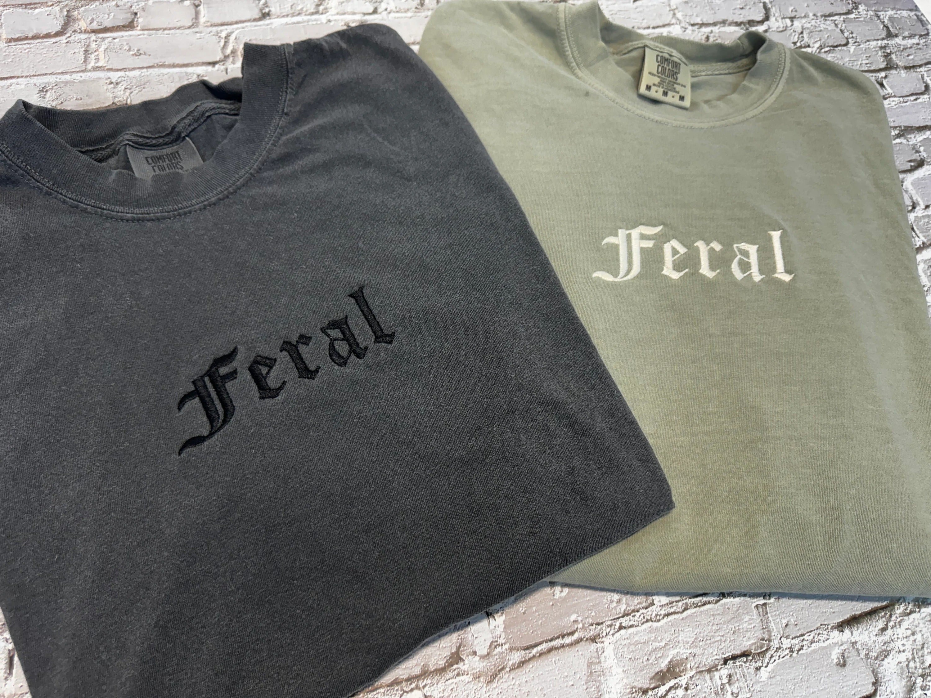 Feral Embroidered T-shirt - Comfort Colors T-shirt - Embroidered T-shirt - feral- gift- Choose your thread color! Custom embroidered shirt Feral Embroidered T-shirt - Comfort Colors T-shirt - Embroidered T-shirt - feral- gift- Choose your thread color! Custom embroidered shirt